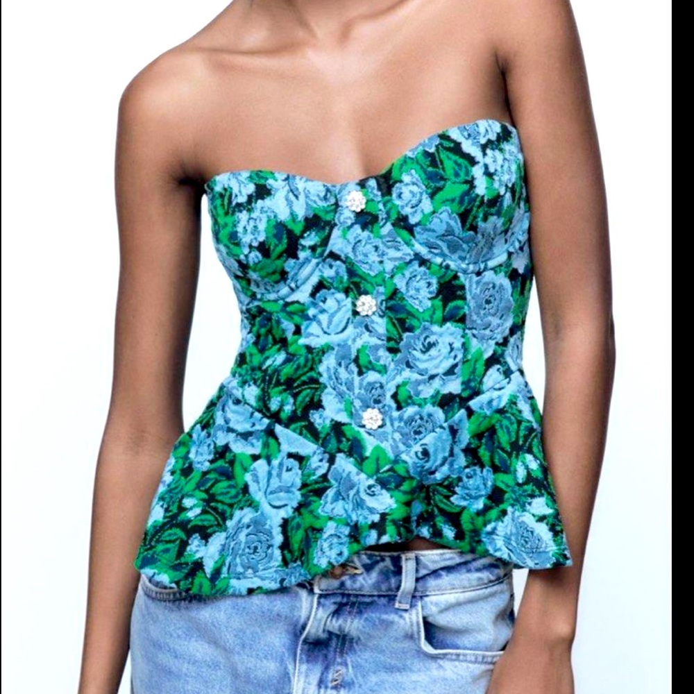 Zara jacquard floral top